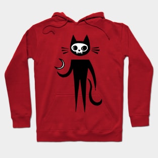 Skeleton Kitty Cat Standing in the Moonlight Hoodie